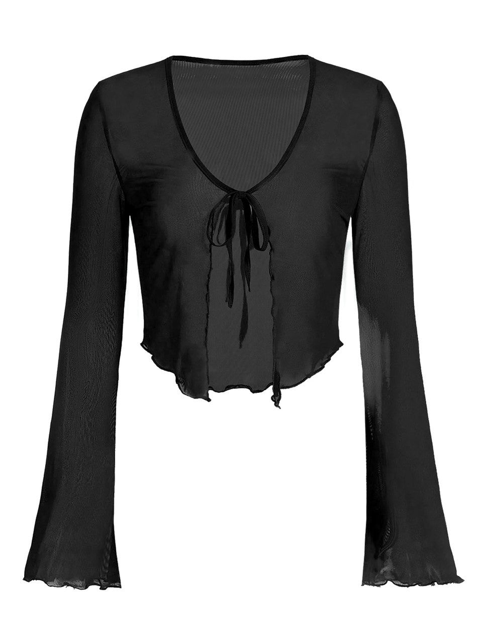 Black Sheer Net Cardigan