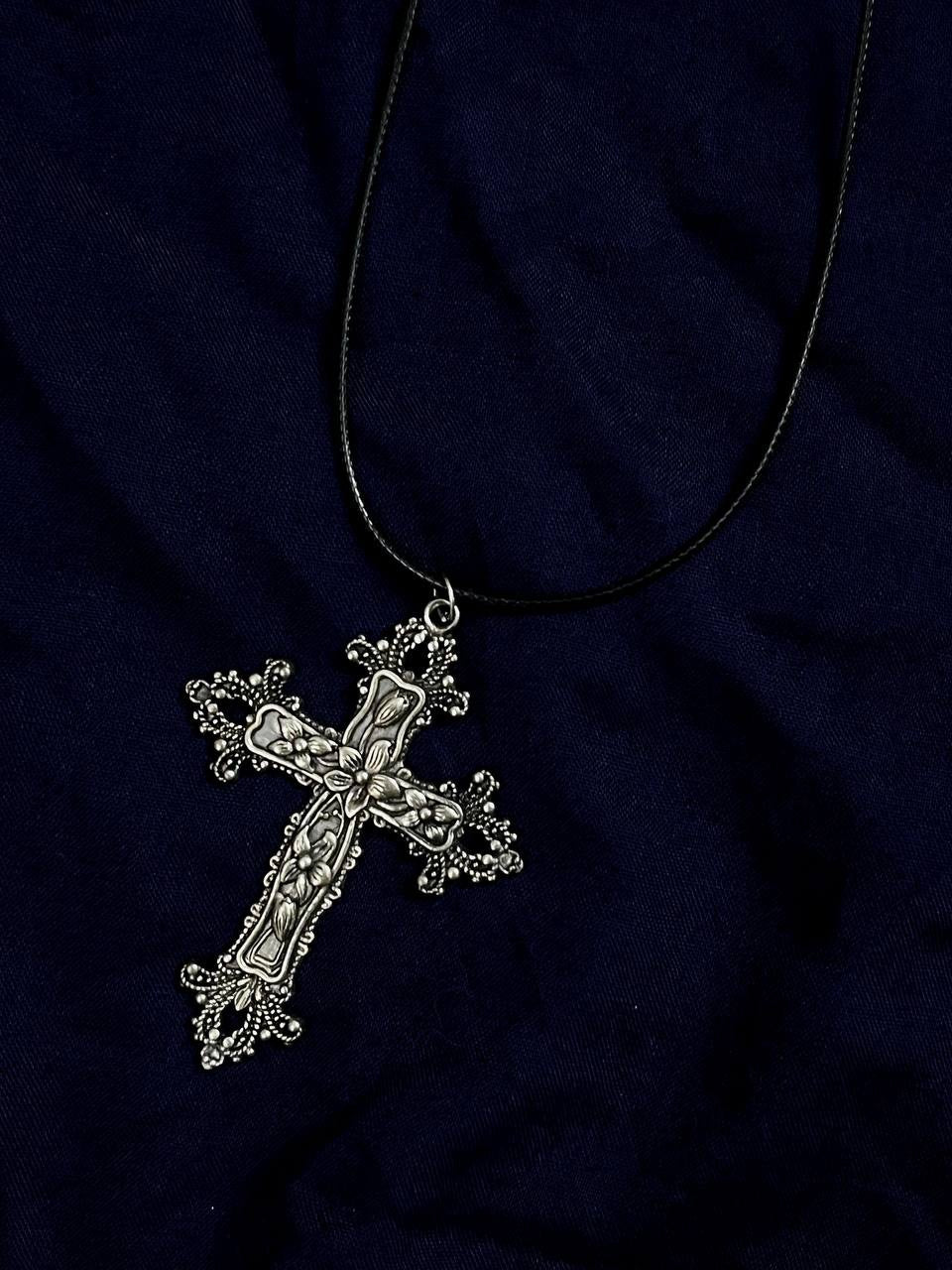 Big Oxidised Cross Necklace