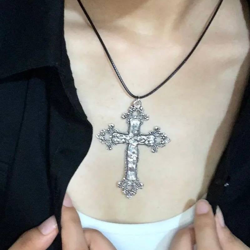 Big Oxidised Cross Necklace