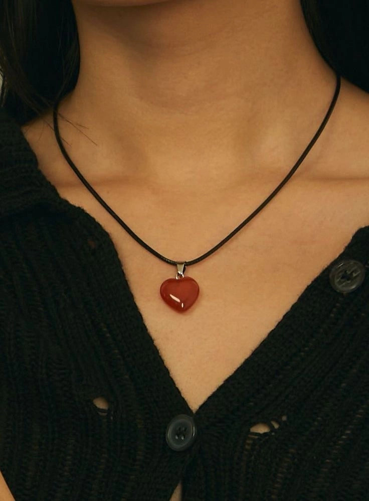 Red Heart Chord Necklace