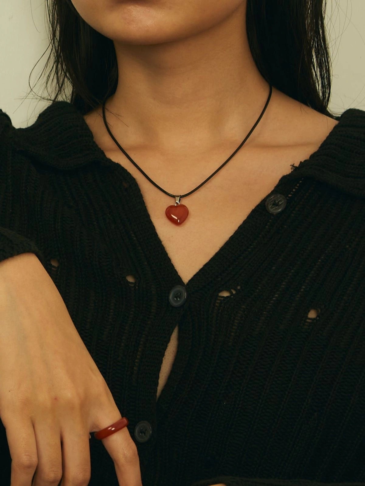 Red Heart Chord Necklace