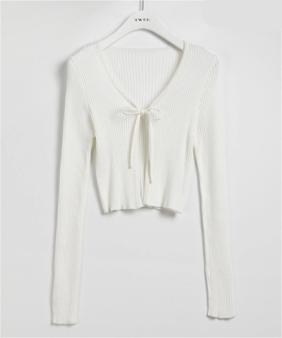 Ribbed Tie-up Cardigan