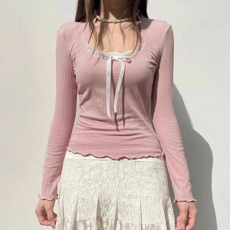 Blush Pink Ribbed Top