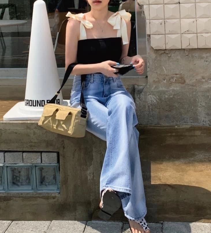 Ribbed Shoulder-Tie Top