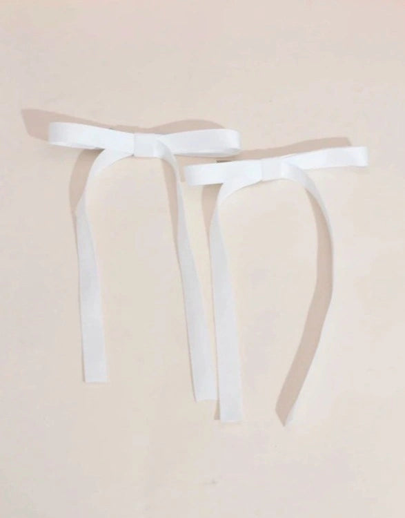 White Bow Ribbon Clips