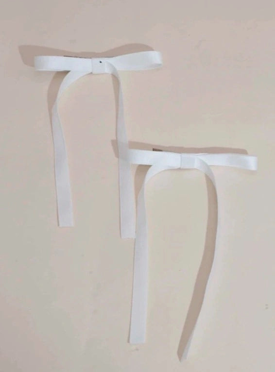 White Bow Ribbon Clips