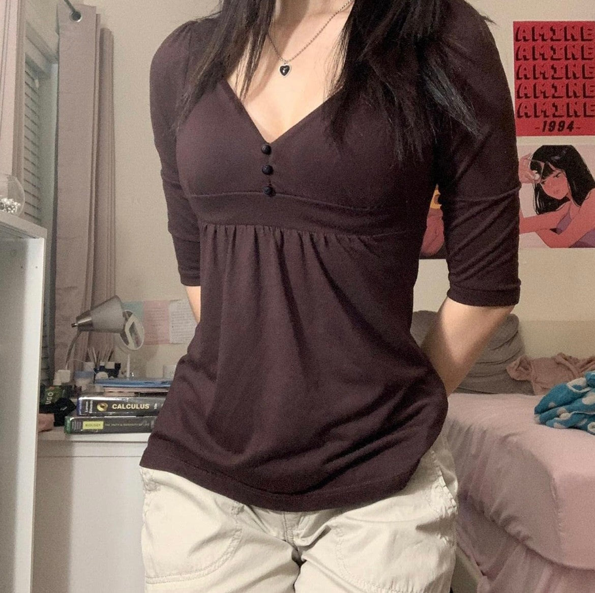 V-neck Babydoll Top