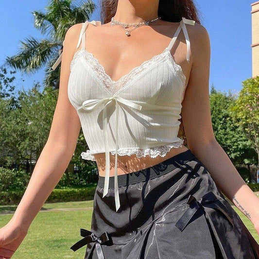 Fairy Lace Trim Crop Top