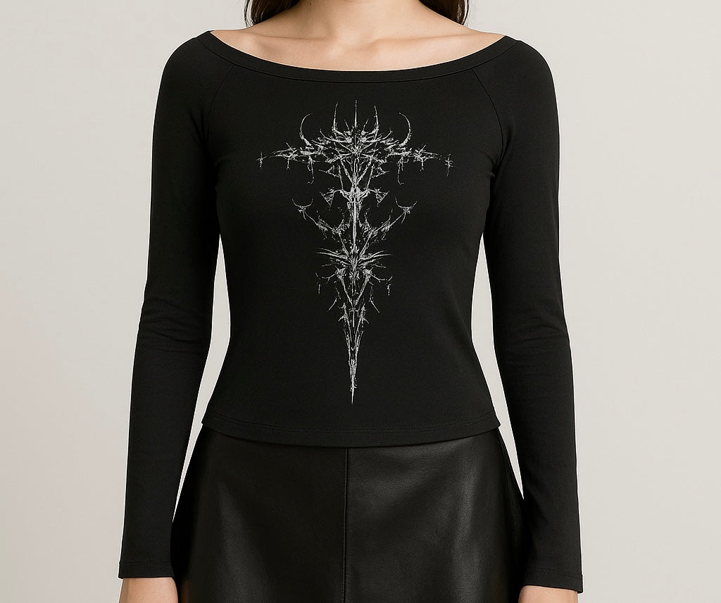 Black boatneck top