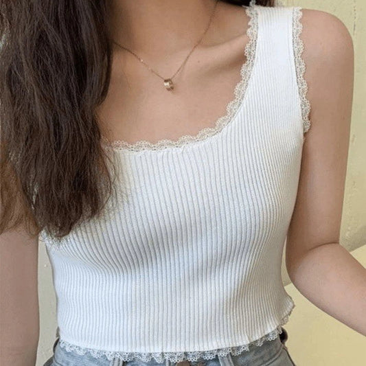 Lace Ribbed Tank Top