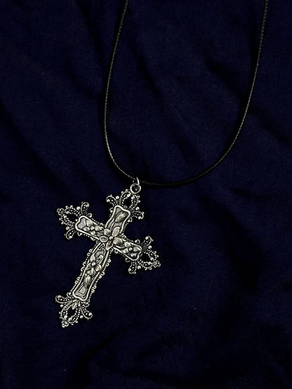 Big Oxidised Cross Necklace