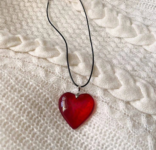 Red Heart Chord Necklace