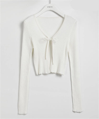Ribbed Tie-up Cardigan