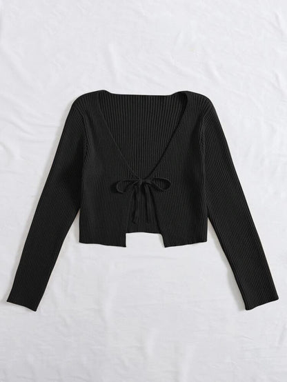 Ribbed Tie-up Cardigan