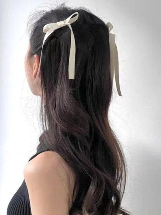 White Bow Ribbon Clips